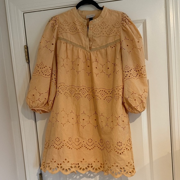 Universal Thread Peach Eyelet Long Sleeve Dress - Picture 1 of 5